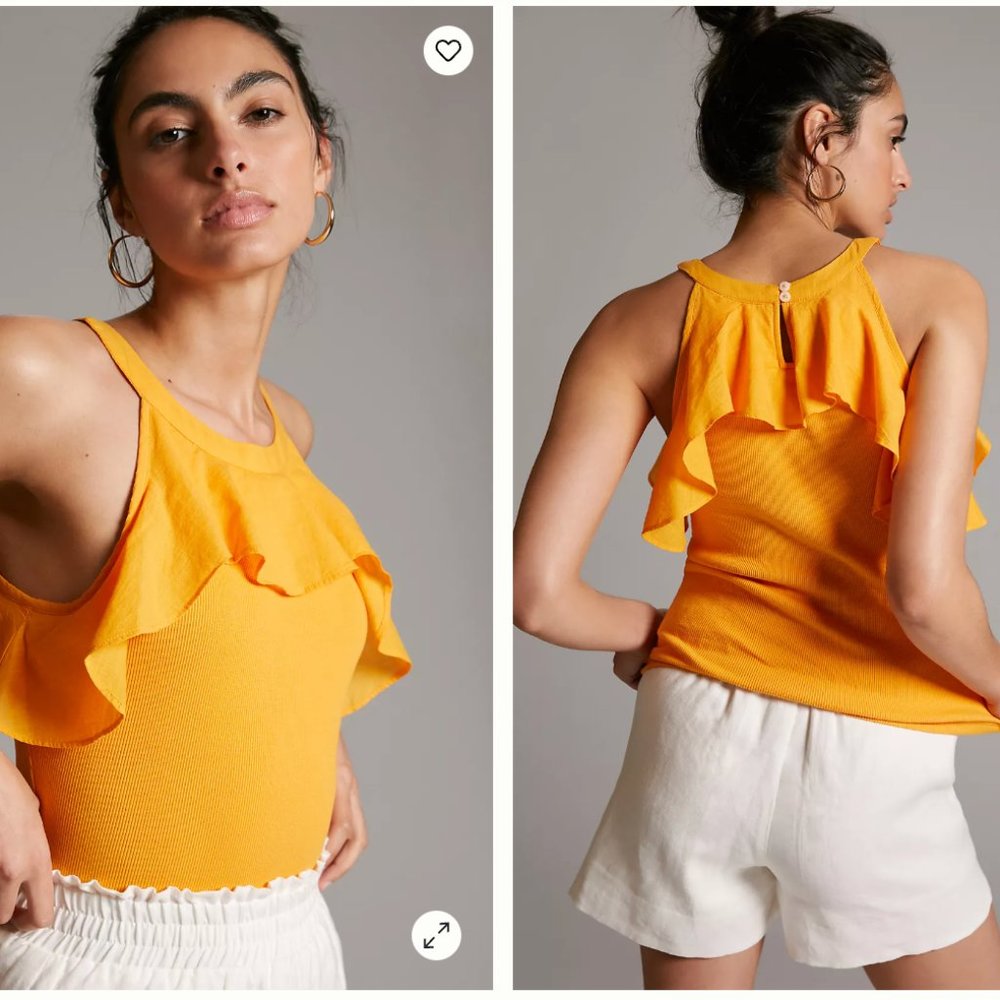 Maeve Ruffled Rib Halter Tank